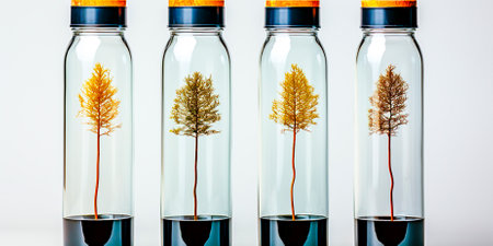 Reusable water bottle made of glossy metal Silver stopper set for easy opening and closing Packaging design template included Transparent background for versatile useの素材