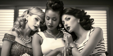 Intimate and iconic moments of women's lives in the bar are captured. Pays homage to classic album covers. Uses black and white photography to create a timeless aesthetic.の素材