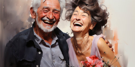 Their love story is a testament to what's truly important: cherishing every moment, laughing together, and moving through life side by side. Golden Years Glow Heartwarming Hugsの素材