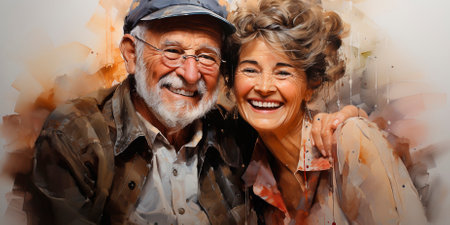 Wrinkles disappear when hearts intertwine! Sharing a beautiful moment captured between an elderly couple who still find joy in each other's arms. Endless Love Ageless Romanceの素材