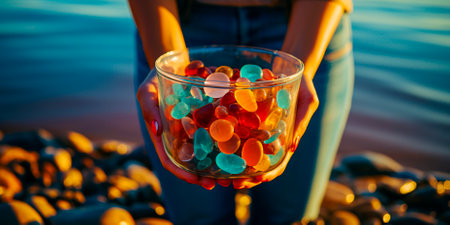 Microplastics found on beaches are a visible reminder of water pollution. These microplastics can easily contaminate our hands when we touch them. This represents a larger global problemの素材