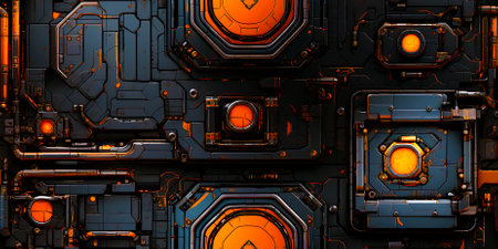 Futuristic technological background with high tech elements. 3d renderingの素材