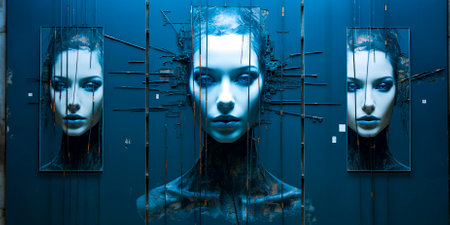 Let's step into Fantasy! These colorful mannequins with painted faces will take you on an exciting journey through time. With pictures of elegant vintage women decorating the walls,の素材