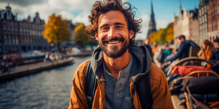 Capture your travel memories with a selfie. Stay connected and share your experiences with friends and family via social networks. Experience the joy of exploring new directionsの素材