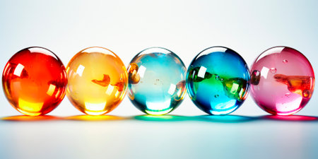 Transparent soap bubbles with rainbow reflection. Realistic and colorful design. Isolated on a transparent background for easy integration into any project.の素材