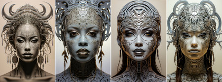 collage of 4 photos. Beautiful art prints for your walls from an African artist. Add a touch of culture and creativity to your space. High quality prints are available in a variety of sizes and styles.の素材