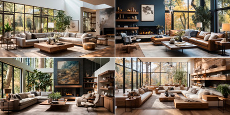 4 Photo Collage Explore award-winning home designs with stunning photorealistic detail. Get inspired to transform your dream home with beautiful architectural photography.の素材
