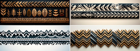 Collage of 4 photos. Modern and stylish black and white frames. Zigzag linear motifs for a unique look. Perfect for adding sophistication to any project or presentation.の素材