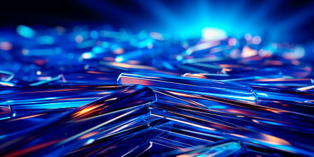 Abstract blue background with glowing geometric lines. Modern and elegant design with diagonal rounded line pattern. Perfect for technology related projects or futuristic themes.の素材