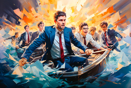 Represents the idea of ââovercoming difficulties in business with courage and strength. Represents leadership qualities such as resilience, determination, and fearless decision making.の素材