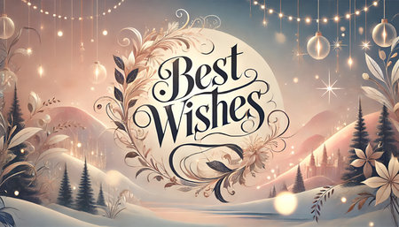 Best Wishes greeting card. Merry Christmas and Happy New Year!のイラスト素材