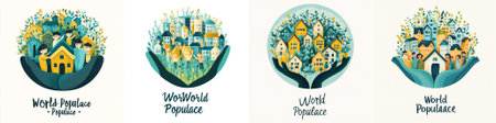 vector A dynamic poster design for World Population Day featuring bold typography, vivid colors and...