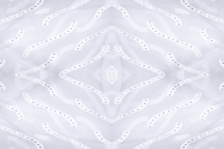 Seamless kaleidoscope. The fabric is silky white and gray. An ultra-modern print and a delicate, airy quality combine in this chiffon with an abstract silk print.の写真素材