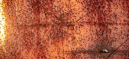 Rust on metal. Texture, background, pattern. When iron comes into contact with water and oxygen, it...