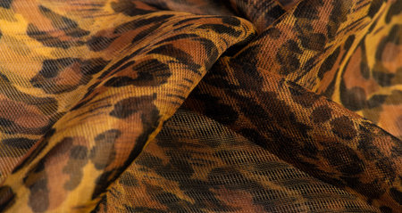 silk fabric, leopard skin, brown-yellow black tones, hot African safari for your projects, texture...