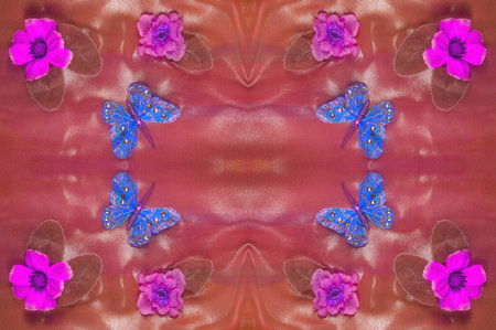 seamless. The blue and red colors of the fabric are inlaid with flora and fauna. Fashion is not necessarily associated with labels. It's about something else that comes from within youの写真素材