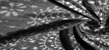 black silk fabric with flower pattern, very soft, versatile. Perfect for designs, your projects and...