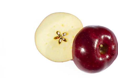 Apple on a white background. Apple tree - an example of true beauty