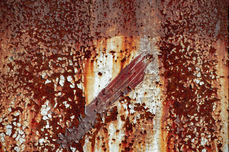 Rust on metal. Texture, background, pattern. When iron comes into contact with water and oxygen, it...