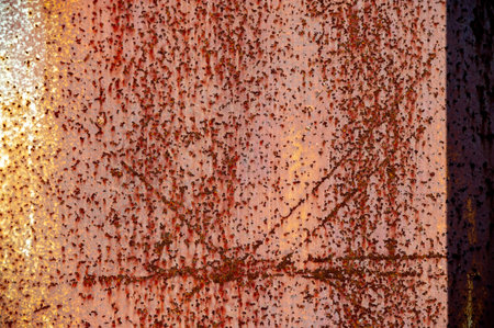 Rust on metal. Texture, background, pattern. When iron comes into contact with water and oxygen, it...