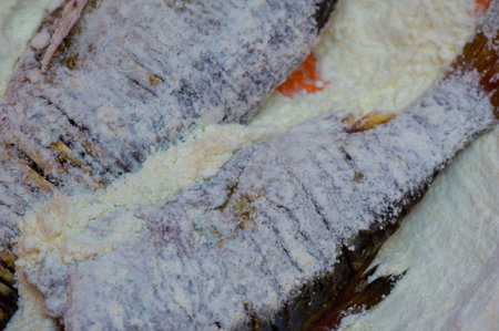 The fish is ready to eat. These are aquatic cold-blooded vertebrates that live both in the sea and in fresh water. Many types of edible fish are excellent sources of nutrients.の写真素材