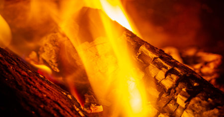 Fire in the fireplace. What could be better than spending a cool evening in your house by the fire, along with your soulmate! The fireplace is truly a truly romantic place.の写真素材