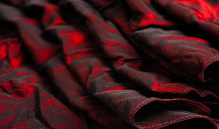 Red fabric. Rich texture, nice rough hand combined with its own visual graininess. A fresh yet supply and simple material with a variety of stripes making it the perfect choice for your design.の写真素材