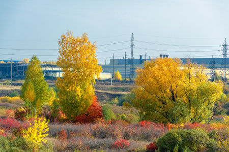 Industrial landscape. Images of post-industrial landscapes and the environment. Artistic ideas about the post-industrial, updating and complicating the existing aesthetic images.の写真素材
