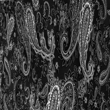 Paisley black-white pattern on a black background. decorated the bandanas of cowboys and bikers popularized by The Beatles, ushered in the era of rock and roll.の写真素材
