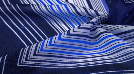silk fabric, blue background with striped pattern of white and lines, mexican theme, mexican poncho...