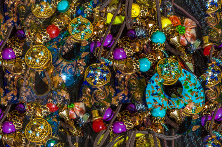Seamless texture of semi-precious stones. saying Beads pendants jewelry. Semi-precious stones are...