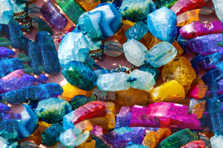 Seamless texture of semi-precious stones. saying Beads pendants jewelry. Semi-precious stones are hard gemstones created organically. including lava or ocean hotspots, mines and shells.の写真素材