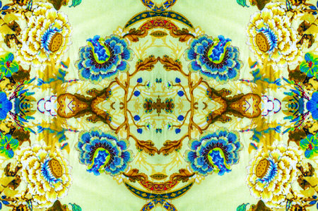 The texture of the background is cotton, the cascade of colors leaves its mark on the matte face,...
