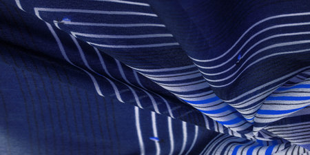 silk fabric, blue background with striped pattern of white and purple lines, mexican theme, mexican...