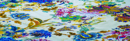 The texture of the background is cotton, the cascade of colors leaves its mark on the matte face,...