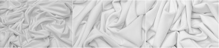 White silk fabric with a lustrous sheen Characterized by surrounding horizons of pleats Ideal for...