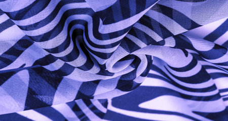 silk fabric, blue and white abstract lines. The magical shape of an abstract blue and white pattern. Retro modern decor, textile art, design, texture, background, patternの写真素材