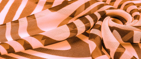 ilk fabric, brown and white abstract lines. The magical shape of an abstract brown and white pattern. Retro modern decor, textile art, design, texture,の写真素材