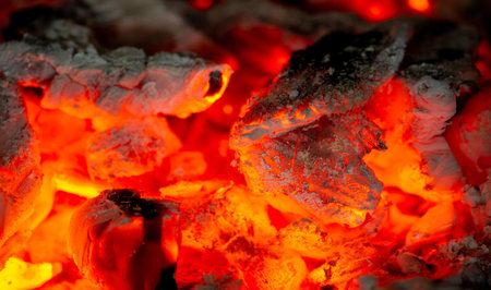 Fire in the fireplace. The illuminated area around the fire creates its own small zone In the...