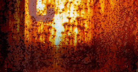 Rust on metal. Texture, background, pattern. When iron comes into contact with water and oxygen, it...