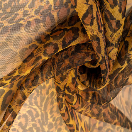 silk fabric, leopard skin, brown-yellow black tones, hot African safari for your projects, texture background, patternの写真素材