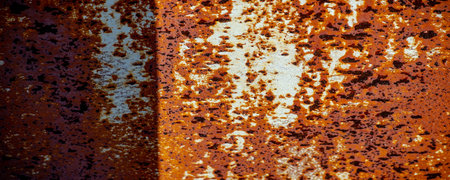 Rust on metal. Texture, background, pattern. When iron comes into contact with water and oxygen, it...