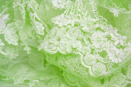 Light green lace with abstract background design. The texture can be used for various purposes such as postcards, posters, textures or wallpapers. Includes elements of vintage lace and sapphire linesの写真素材
