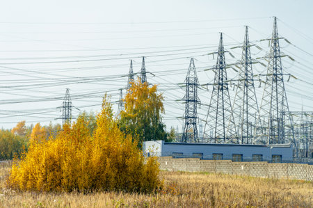 Industrial landscape. Images of post-industrial landscapes and the environment. Artistic ideas about the post-industrial, updating and complicating the existing aesthetic images.の写真素材