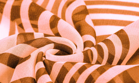 ilk fabric, brown and white abstract lines. The magical shape of an abstract brown and white...