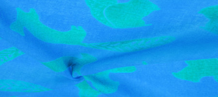 Thin blue cotton fabric with print. decor modern, textile art, design, texture, background, pattern,