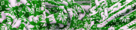 Soft and luxurious winter wear in velvet fabric with deer print.Snowflakes in green and white The...