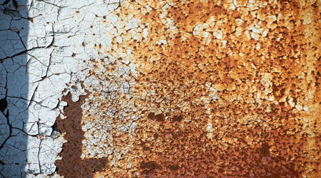 Rust on metal. Texture, background, pattern. When iron comes into contact with water and oxygen, it...