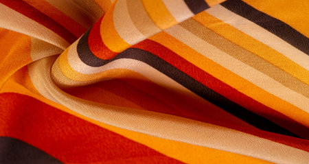 striped fabric, brown-red-beige lines, exquisite design. Delicate silk fabric. High resolution...