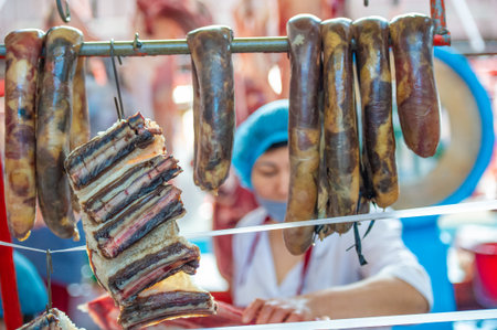 10.07, 2010 Almaty Kazakhstan For sale real decotets of Central Asian horses Deikates includes kazy varieties. stranger zhaya. and Suret High-quality and traditional delicacies from Central Asiaの写真素材